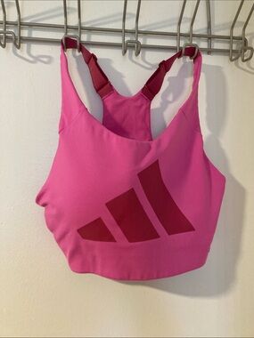 adidas Pink Sports Bra with Dark Pink Logo